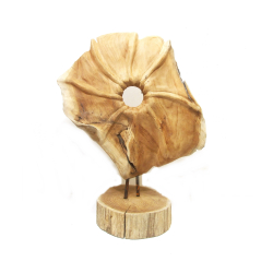 Kwiat Rzeźba z drewna Teak dekoracja ozdoba 45cm